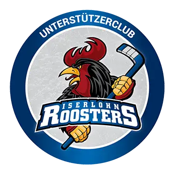 Logo des Eishockeyclubs der Iserlohn Roosters. seifert + partner ist Sponsor.